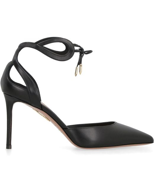 Aquazzura Black Supple Raffia Cut Out Pumps