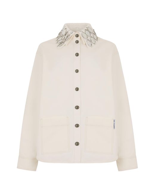 Des Phemmes Natural Shirt With Jewel Collar