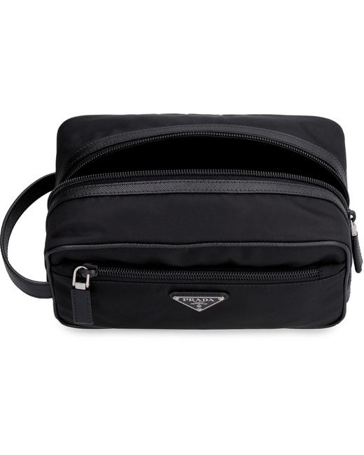 Beauty case in nylon di Prada in Black da Uomo