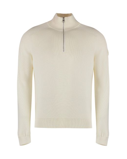 Moncler White Cotton Blend Sweater for men