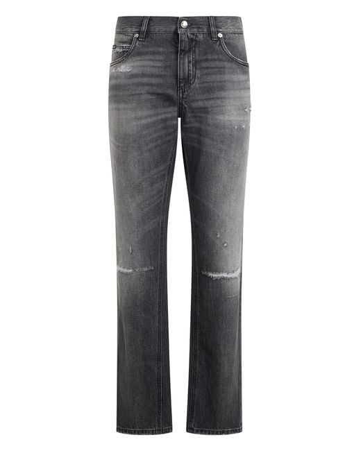 Dolce & Gabbana Gray Straight Jeans for men