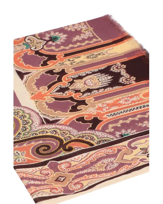 Sciarpa in seta stampata di Etro in Brown