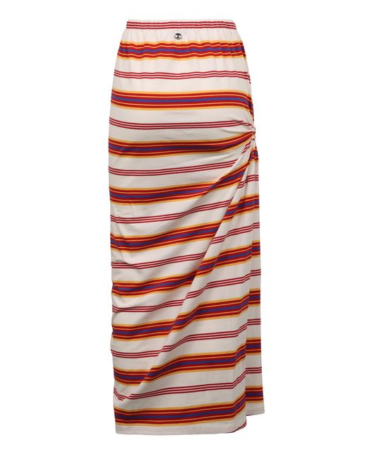 Rabanne Red Cotton Midi Skirt