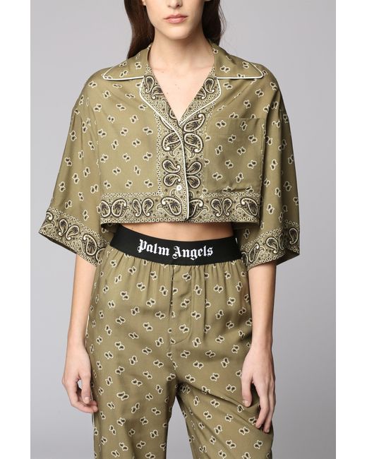 Palm Angels Green Paisley Motif Elastic Waist Trousers For