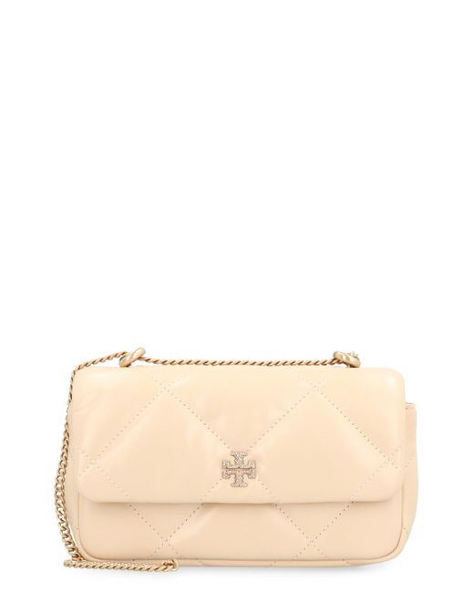 Mini borsa a tracolla Kira Diamond in pelle di Tory Burch in Natural