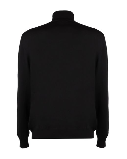 Kiton Black Knitted Turtleneck Jumper for men