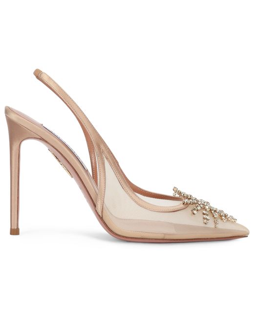 Aquazzura White Slingback Crystal Firework 105