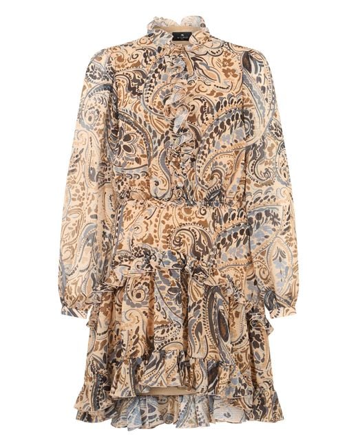 Etro Natural Dress With Ruffles