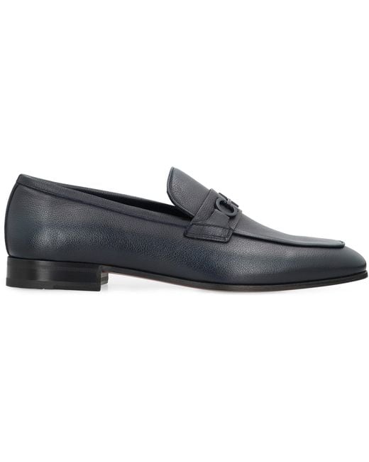Ferragamo Black Leather Moccasins for men