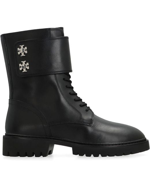 Tory Burch Black Turnlock Ankle Boots In Leather