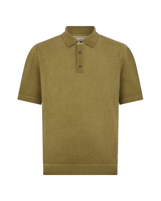 C.P. Company Men's Green Short Sleeve Polo Knit