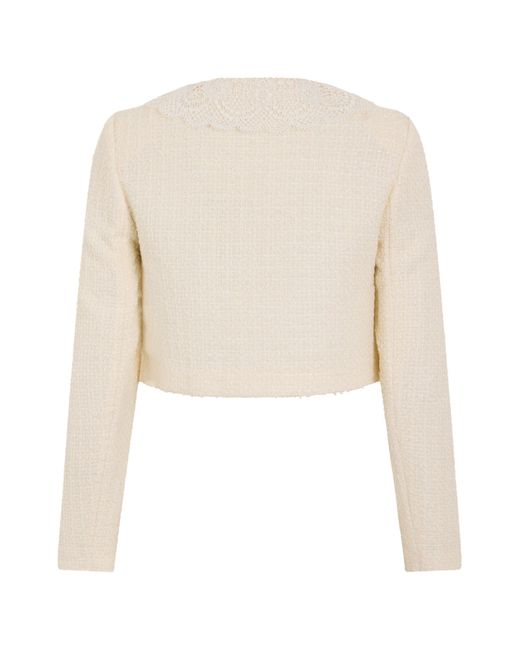 Self-Portrait Natural Bouclé Jacket With Lace Collar