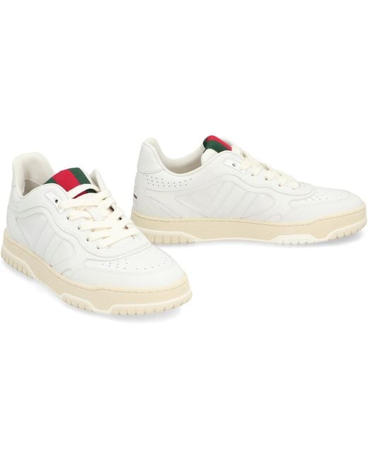 Gucci White Re-Web Leather Low-Top Sneakers