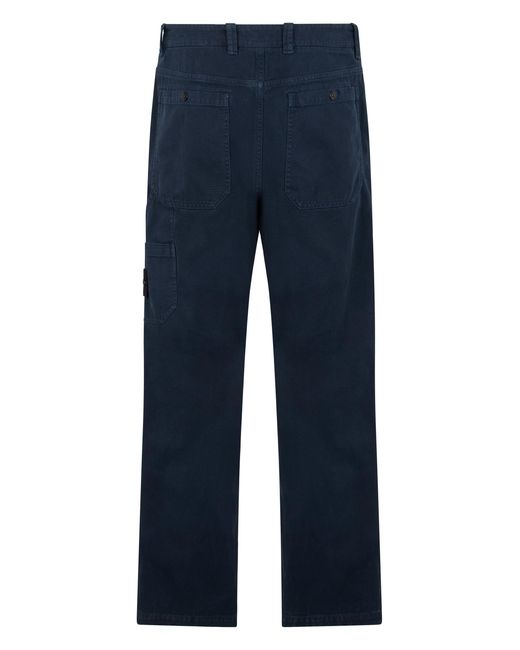 Stone Island Blue Straight Cotton Pants for men