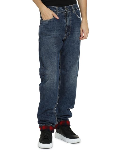 Maison Margiela Blue Distressed 5-Pocket Straight-Leg Jeans For Fw23 for men
