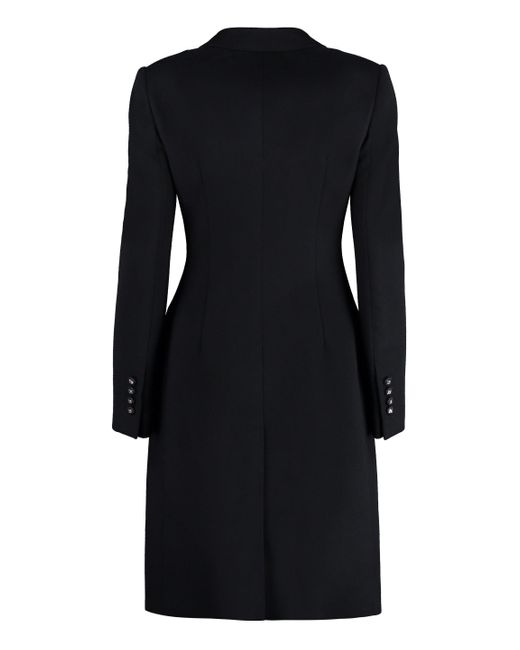Dolce & Gabbana Black Wool Single-breasted Pea Coat