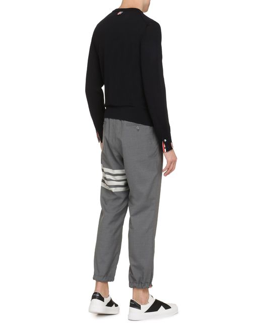 Thom Browne Black Virgin Wool Crew-Neck Sweater for men