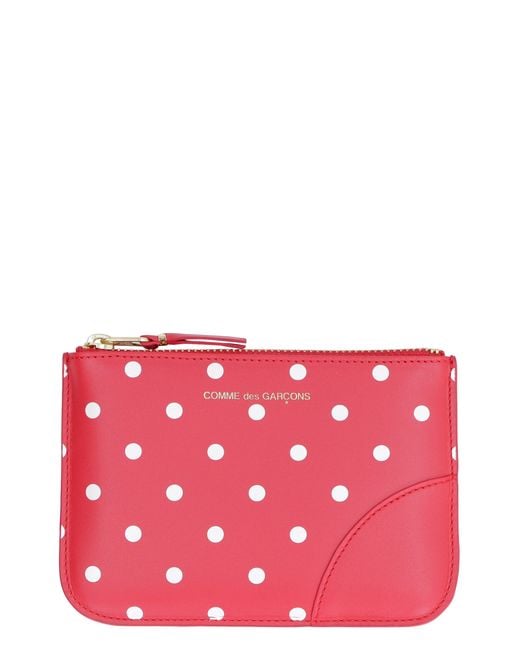 Comme des Garçons Red Logo Detail Flat Leather Pouch