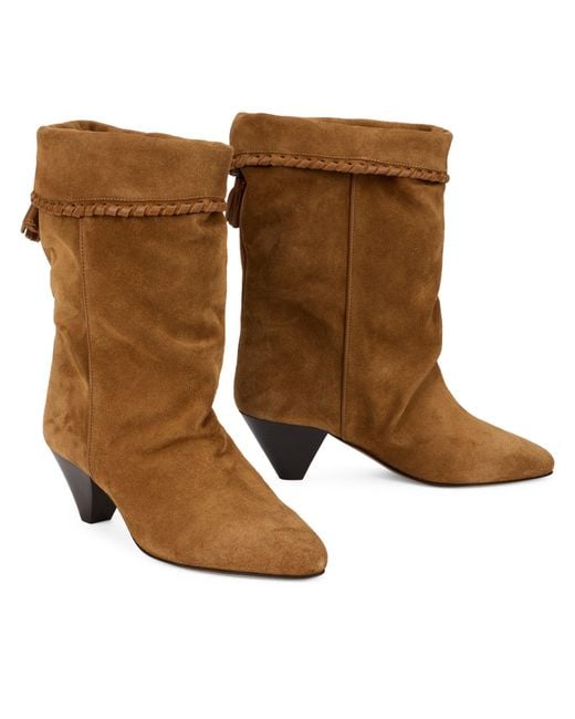 Isabel Marant Brown Suede Boots With Cone Heel