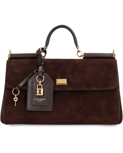 Dolce & Gabbana Brown My Sicily Suede Handbag