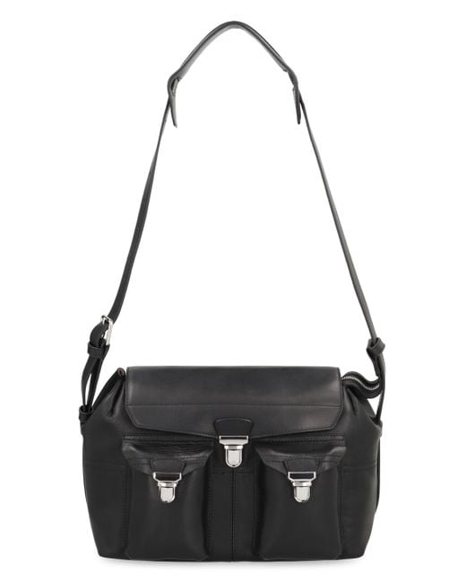 Lemaire Black Gear Leather Shoulder Bag