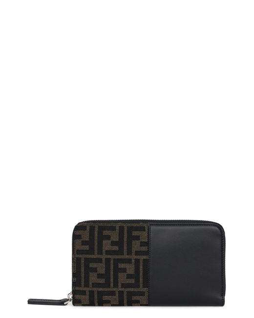 Fendi Black Wallet With Zip Closure for men