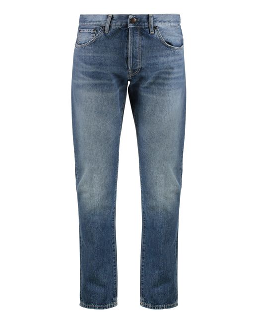 PT01 Blue 5-Pocket Straight-Leg Jeans for men