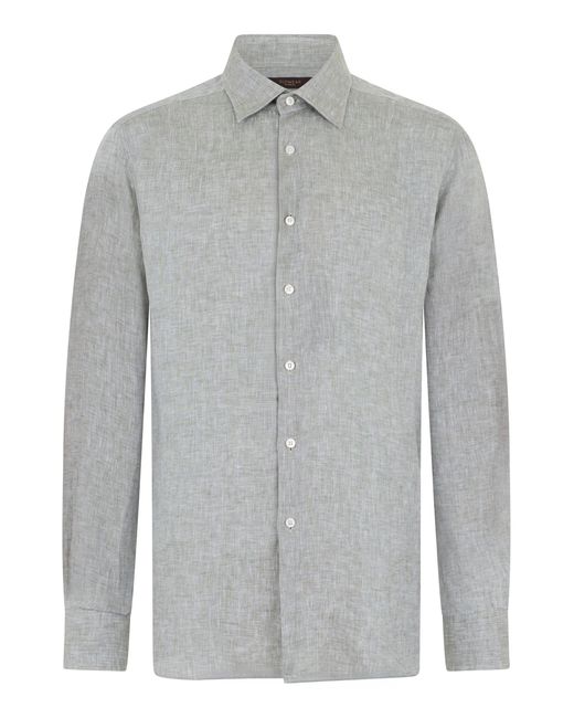 Slowear Gray Linen Long Sleeve Shirt for men