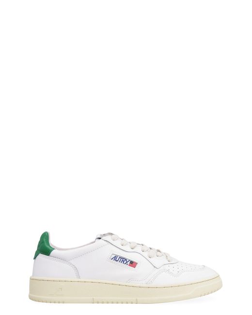 Autry White Medalist Leather Low-Top Sneakers for men