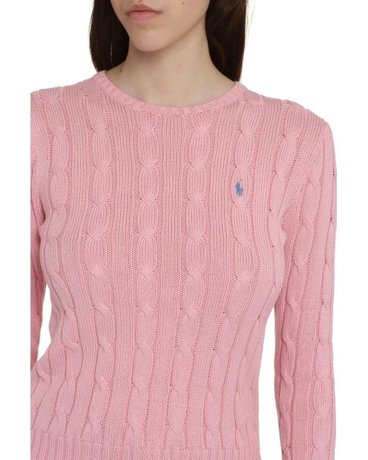 Pullover in maglia a trecce di Polo Ralph Lauren in Pink