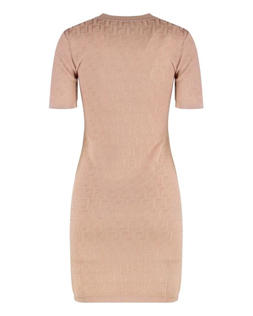 Fendi Pink Knitted Jacquard Dress