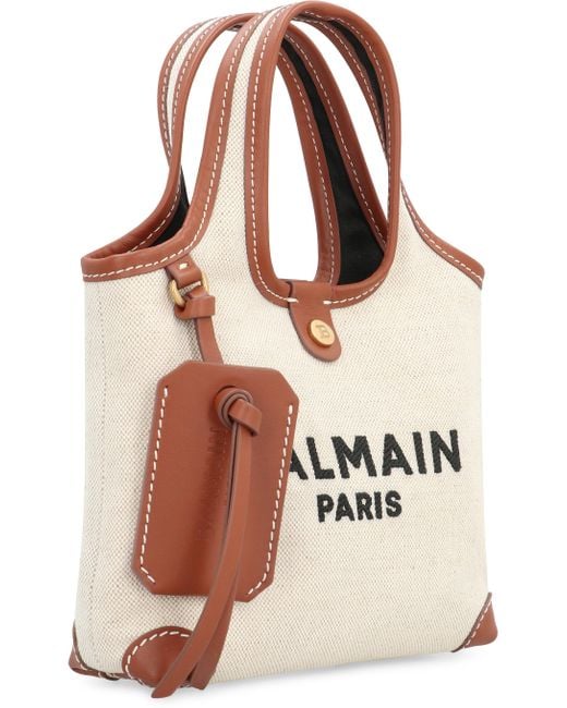 Balmain Natural Grocery B-army Canvas Handbag