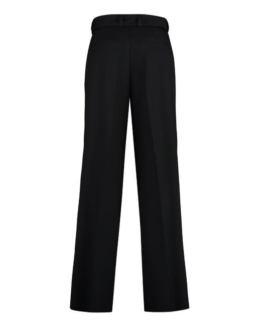 Jil Sander Black Wide Pleated Wool Trousers With Waist Belt for men