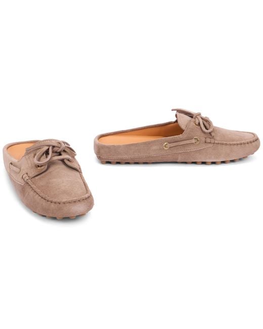 Tod's Brown Suede Moccasin Sandal