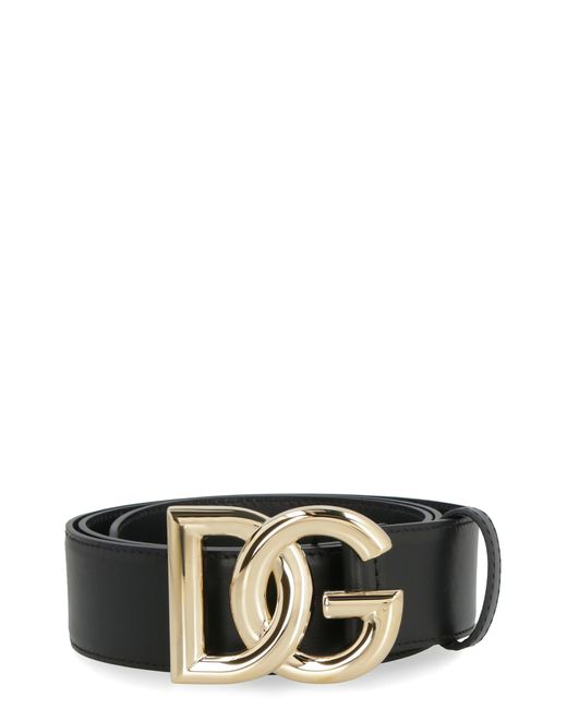 Dolce & Gabbana Black Dg Buckle Leather Belt