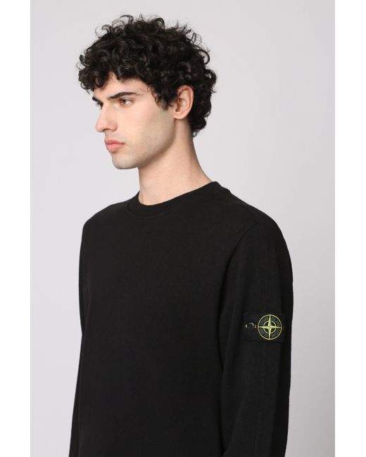 Stone Island Black Cotton Crew-neck Sweatshirt for men