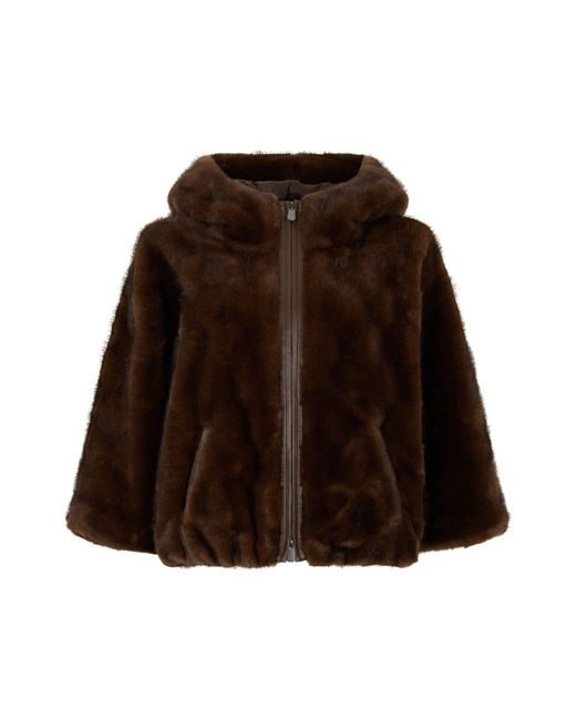 Pinko Brown Eco-Fur With Hood
