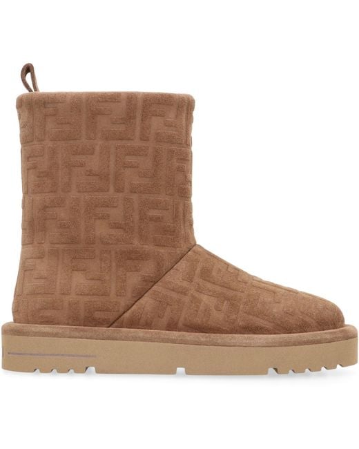 Fendi Brown Après Chic Ff Embossed Suede Boots