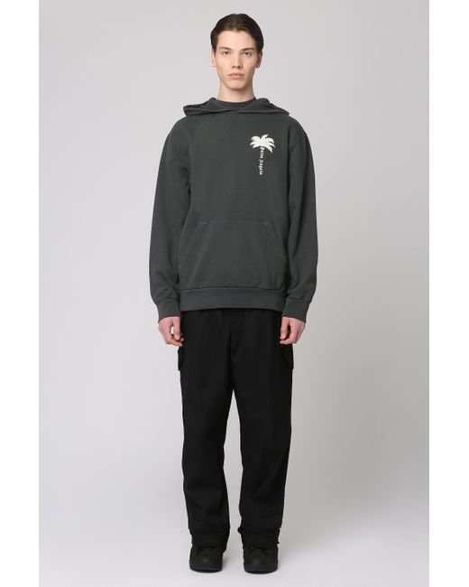 Palm Angels Gray Cotton Hoodie for men