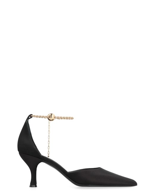 Ferragamo Black Dana Satin Slingback Pumps