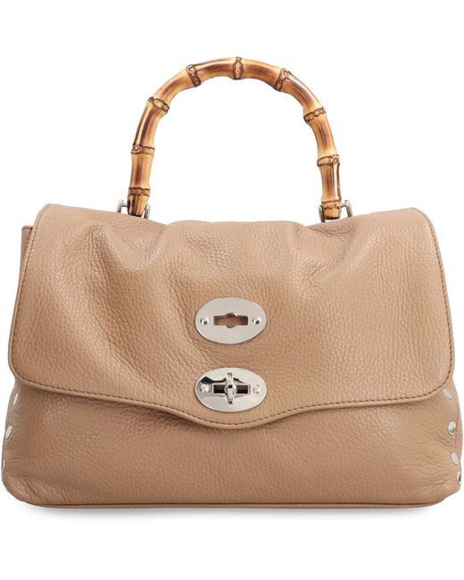 Zanellato Brown Postina S Pebbled Leather Handbag
