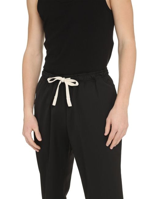 Palm Angels Black Wide Trousers for men