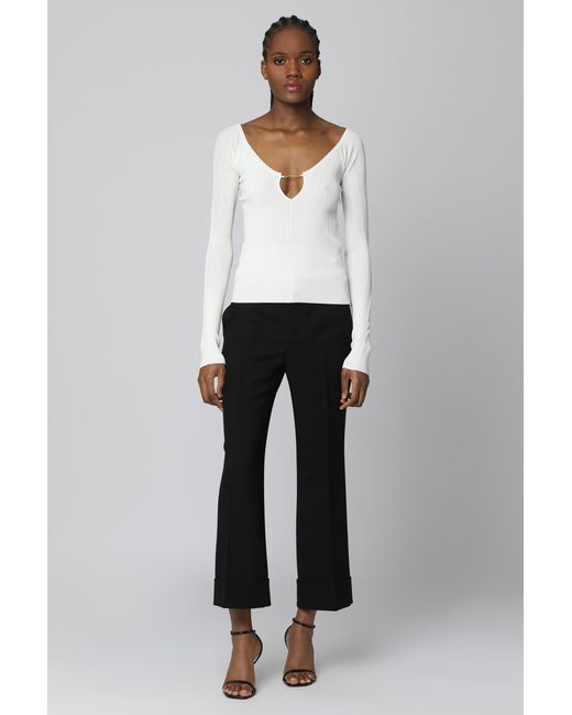 Jacquemus White Ribbed Knit Viscose-Blend Top