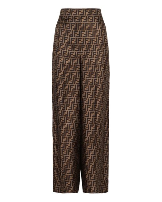 Fendi Brown Silk Trousers