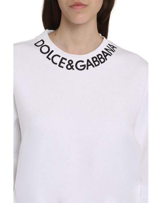 Felpa girocollo in cotone di Dolce & Gabbana in White