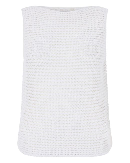 Vince White Crochet Top Made Of Cotton Blend