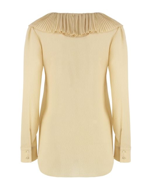 Saint Laurent Natural Crêpe-Silk Blouse