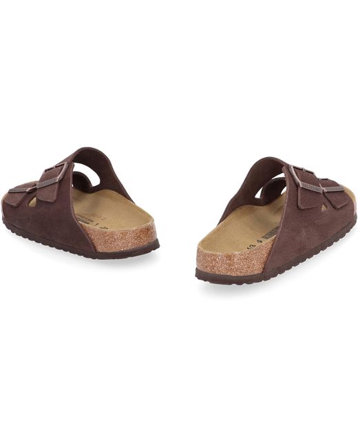Birkenstock Brown Arizona Bs Leather Slides for men