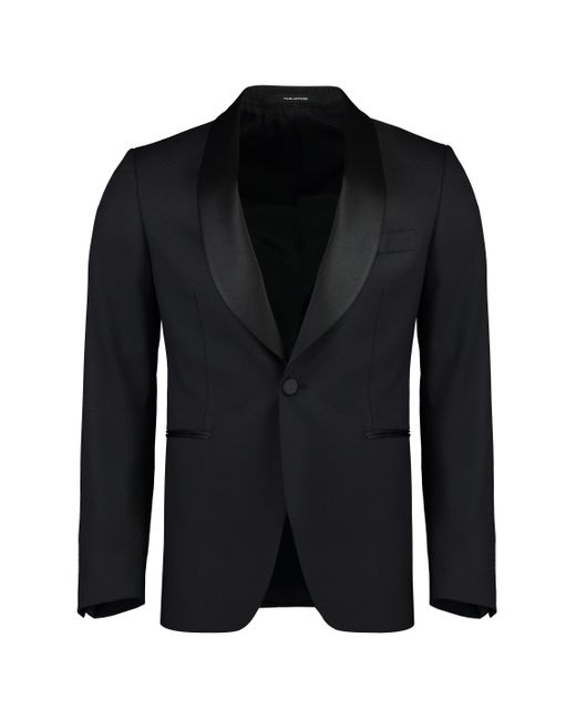 Completo a due pezzi in lana vergine e seta di Tagliatore in Black da Uomo