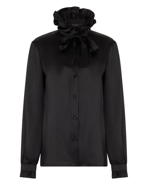 Gucci Black Silk Blouse With Bow